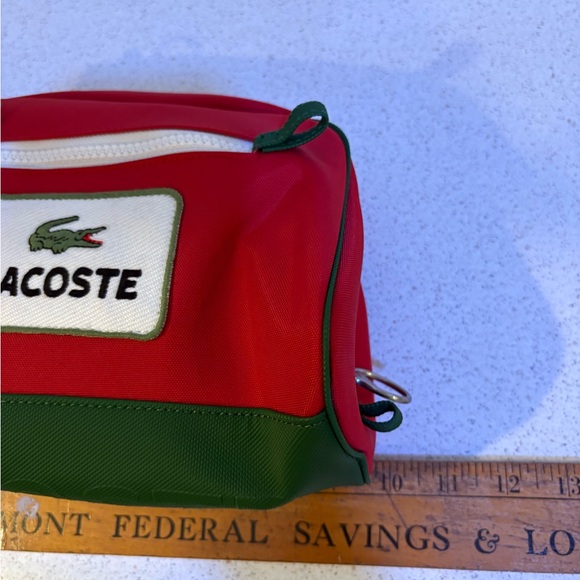 New Lacoste Poppy Red Bathroom Toiletry Travel Bag - Picture 7 of 7